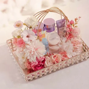 Seserahan makeup dengan nampan kristal diamond tray elegan Seserahan makeup dengan nampan kristal diamond tray elegan