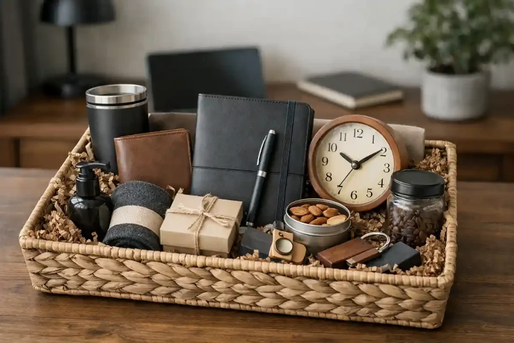 Hampers untuk guru laki-laki dengan konsep netral dan fungsional