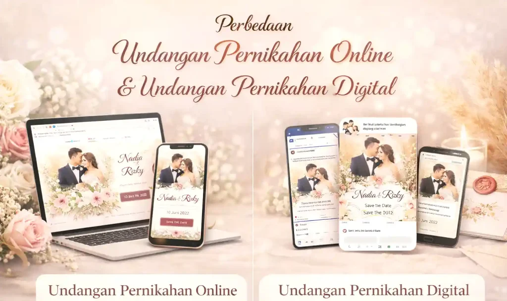 contoh perbedaan tampilan undangan pernikahan online & digital