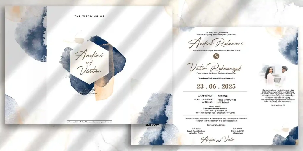 Template undangan pernikahan PSD dengan desain berlapis untuk kebutuhan visual undangan
