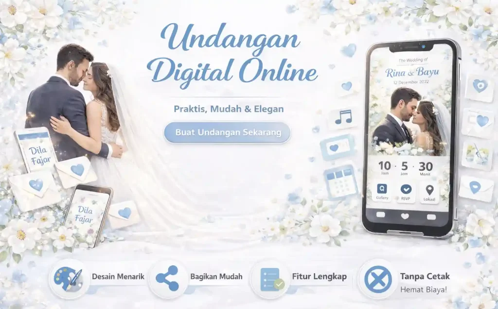 Undangan pernikahan online yang dibagikan melalui tautan digital