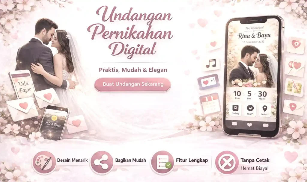 Undangan pernikahan digital dengan desain modern dan elegan